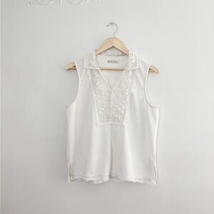 Free People Lace Collared Top